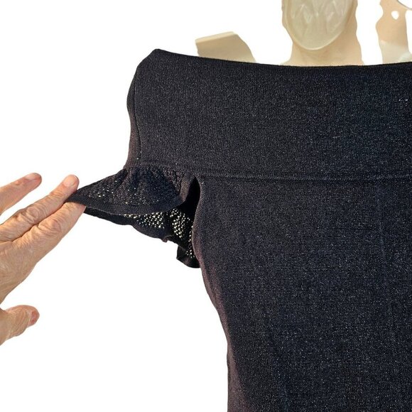 Zac Posen for Target Off Shoulder Black Knit Dress Gold Metallic Deep V Neck M - Picture 5 of 8